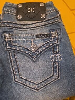 Miss Me Blue Denim Skinny Jeans with Embroidered Back Pocket